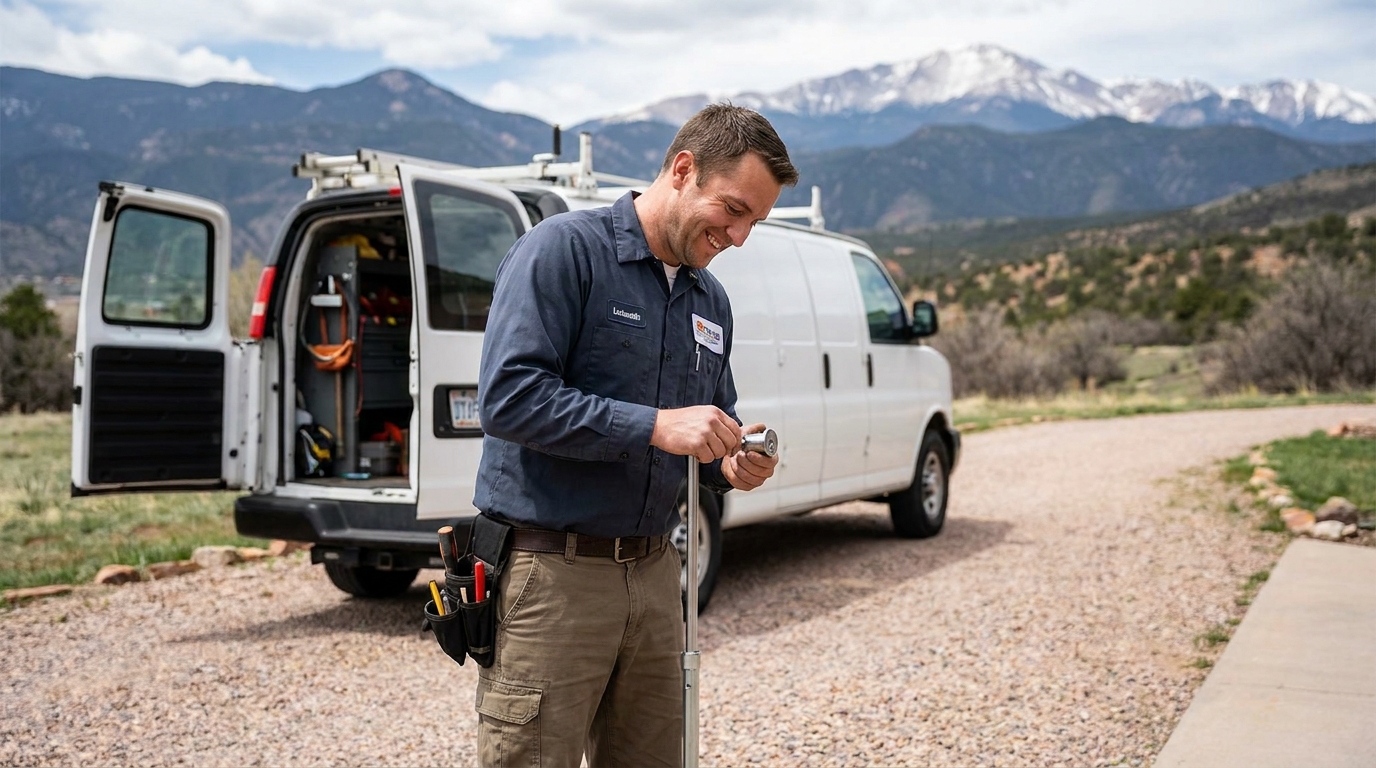 A Locksmith Solutions LLC technician in Colorado Springs ready for a service call.